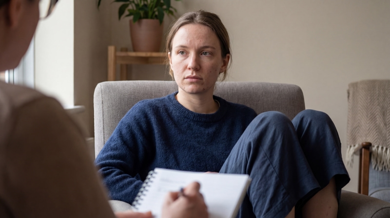 Young woman receiving counseling